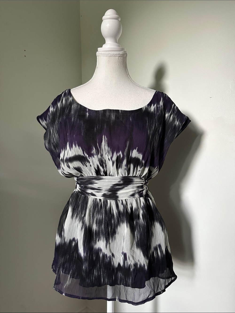 REITMANS Y2K Sheer Mesh Tie Waist Whimsigoth Grunge Punk Vamp Blouse Large